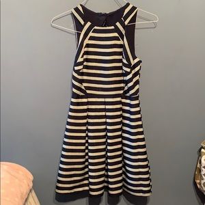 Navy blue and white striped dress